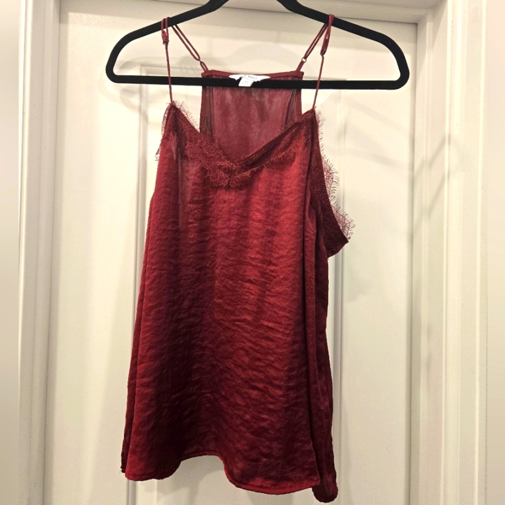 Nine West Satin Lace Trim Racerback Camisole